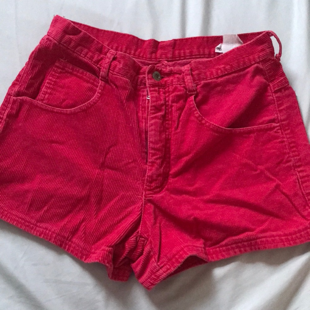 Pink Corduroy high-waisted shorts